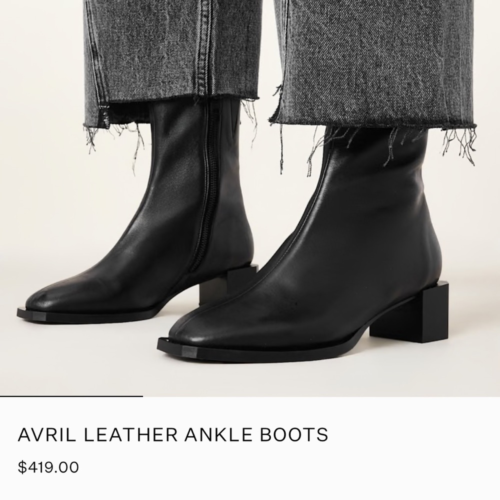 All saints Avril Black Leather Ankle Boots